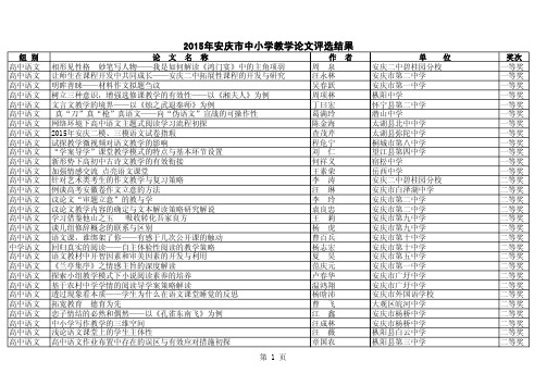 2015年安庆市中小学教学论文评选情况