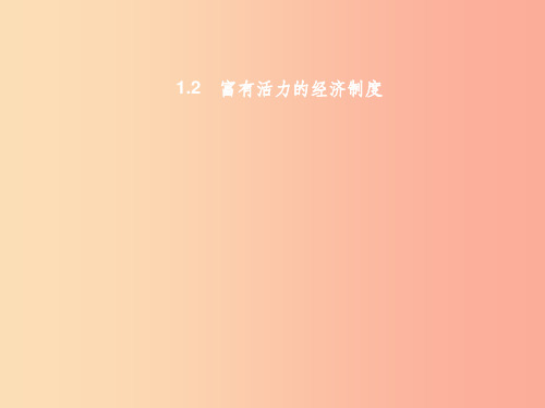 九年级政治全册第一单元认识国情了解制度1.2富有活力的经济制度第1课时习题课件粤教版