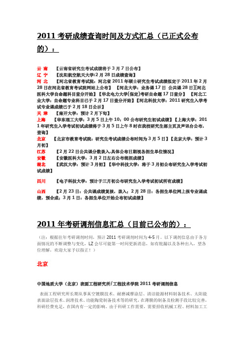 2011考研成绩查询时间及方式汇总