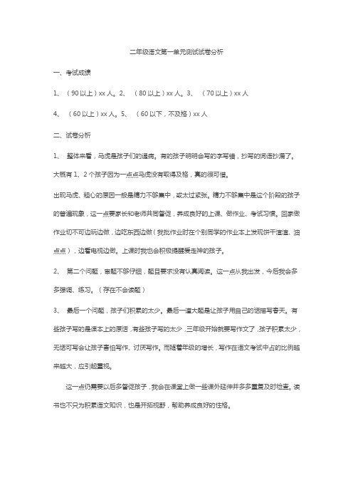 语文第一单元测试试卷分析