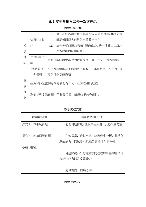 实际问题与二元一次方程组  教案