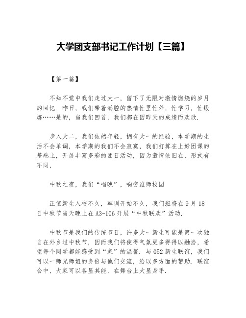 大学团支部书记工作计划【三篇】