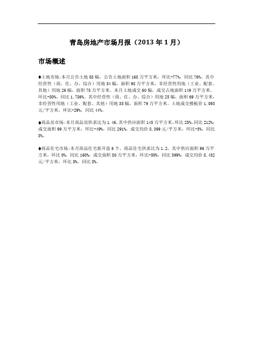 青岛市房地产市场月报XXXX年.doc