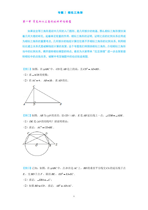 2专题二 常见相似三角形比例中项模型