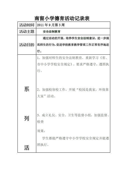 南留小学德育活动记录表1