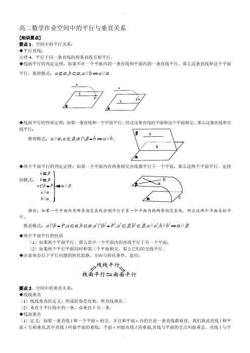 高二数学复习1：空间中的平行与垂直关系