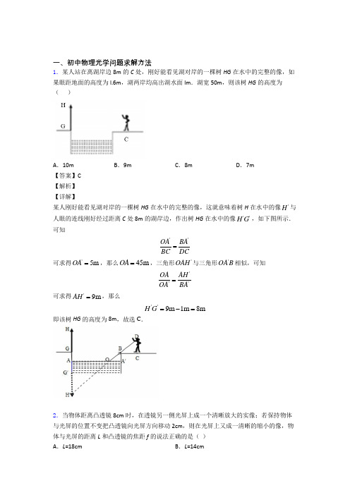 2020-2021中考物理《光学问题求解方法的综合》专项训练附答案