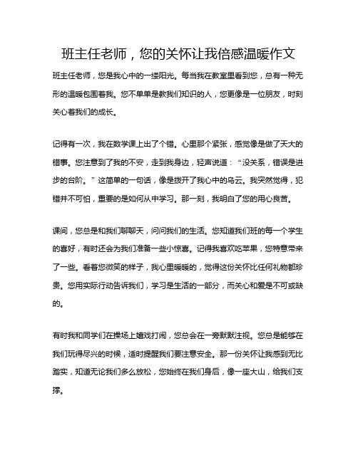 班主任老师,您的关怀让我倍感温暖作文