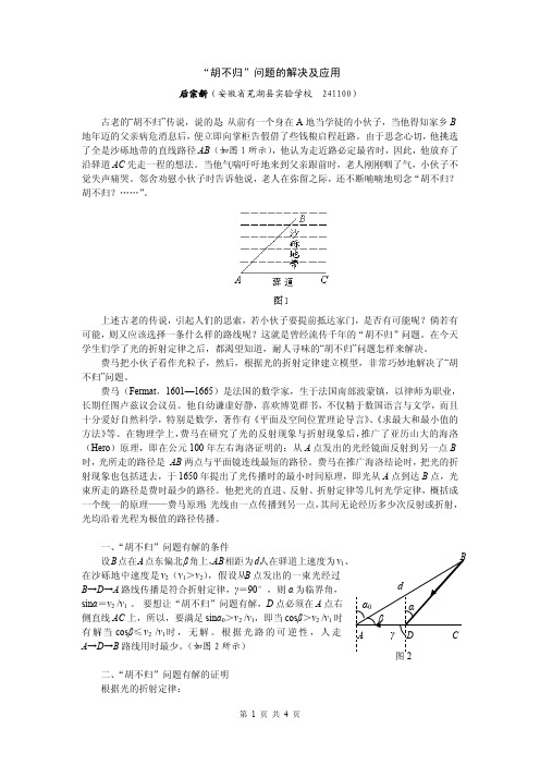 “胡不归”问题的解决及应用