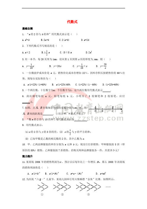 七年级数学上册 第五章 代数式与函数的初步认识 5.2《代数式》分层练习 (新版)青岛版