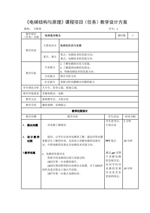 电梯的历史与发展教案.