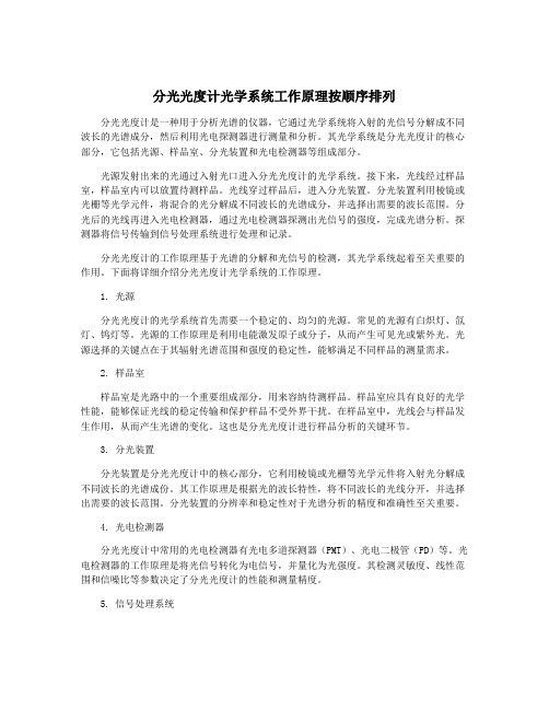 分光光度计光学系统工作原理按顺序排列