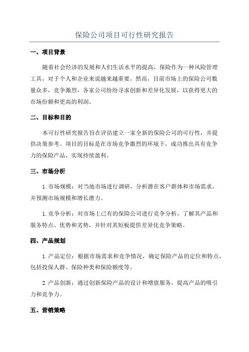 保险公司项目可行性研究报告