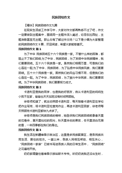 【精华】民族团结作文九篇