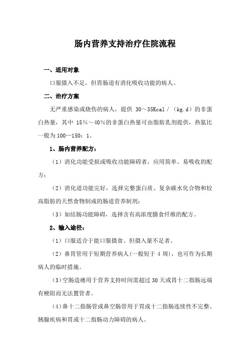 肠内营养支持治疗住院流程