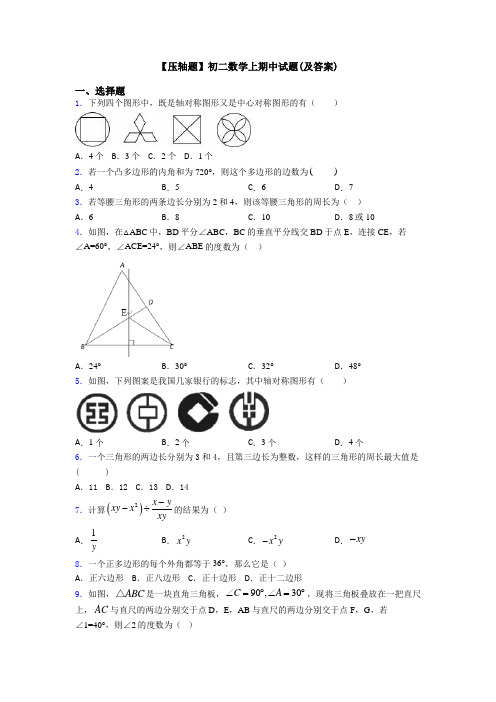 【压轴题】初二数学上期中试题(及答案)