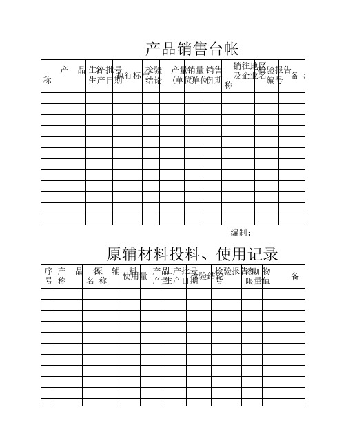 产品销售台账