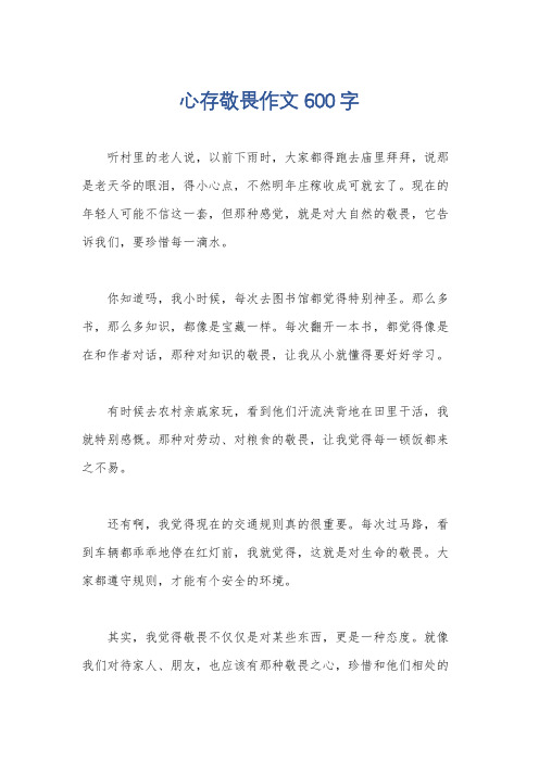 心存敬畏作文600字