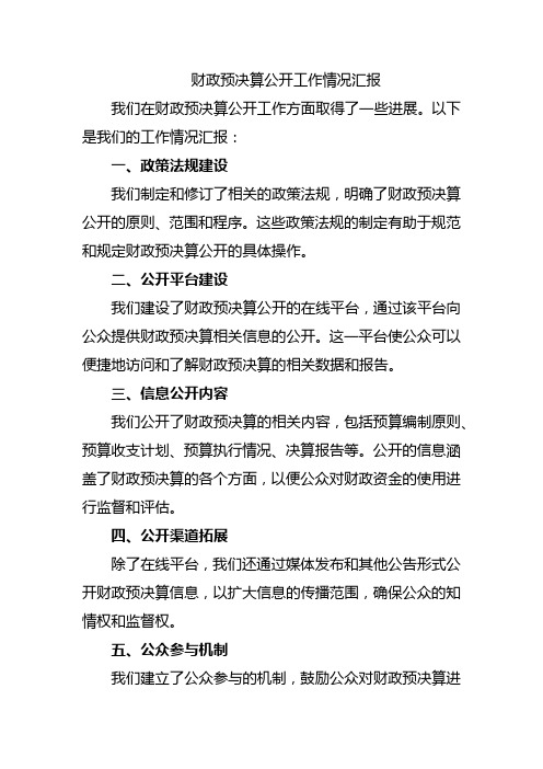 财政预决算公开工作情况汇报