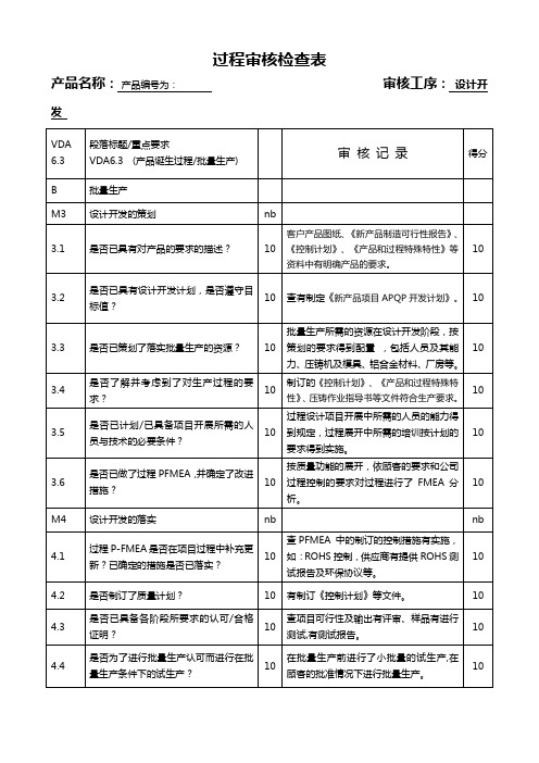 IATF16949--过程审核检查表-(含审核记录)-