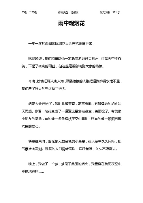 雨中观烟花作文【小学二年级300字】