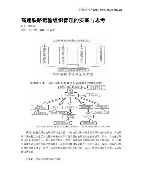 高速铁路运输组织管理的实践与思考