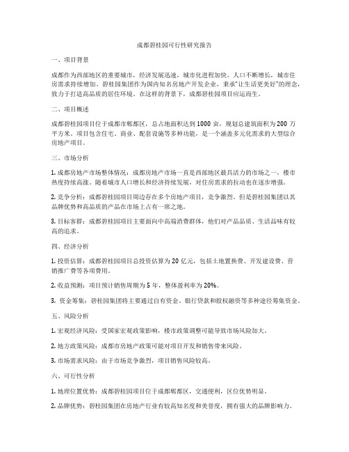 成都碧桂园可行性研究报告