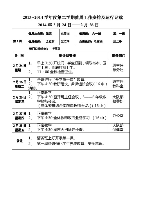 2014上第一周安排记载定