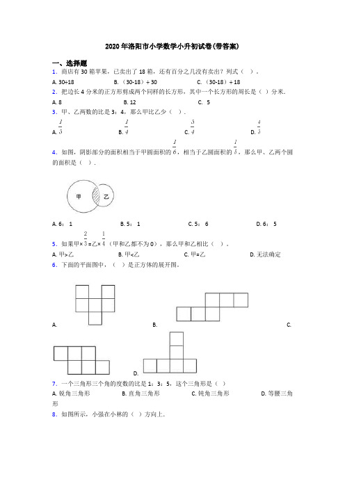 2020年洛阳市小学数学小升初试卷(带答案)