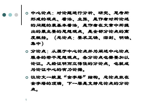 中心论点与分论点的关系PPT幻灯片