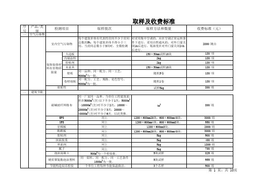 取样及收费标准2014