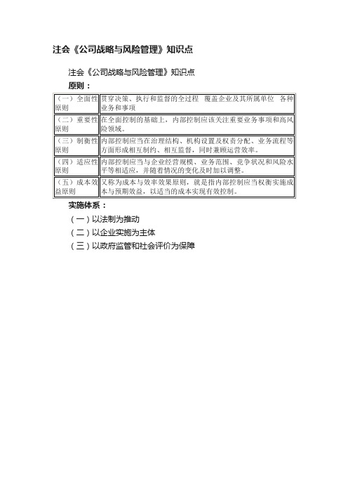 注会《公司战略与风险管理》知识点