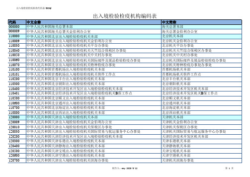 出入境检验检疫机构编码表