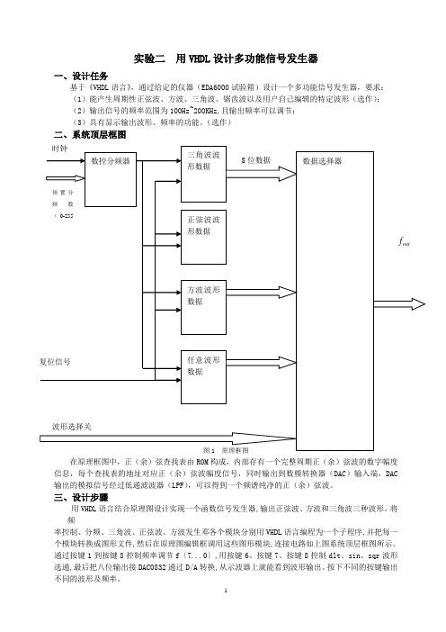 用VHDL设计多功能信号发生器