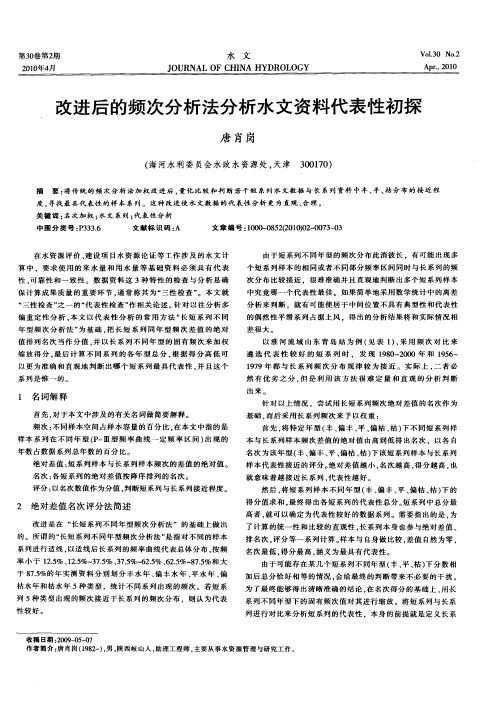 改进后的频次分析法分析水文资料代表性初探