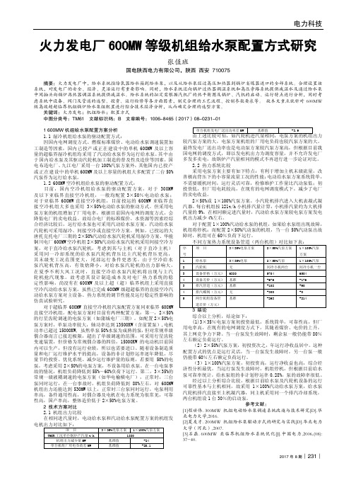 火力发电厂600MW等级机组给水泵配置方式研究