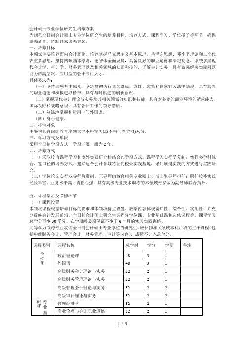 会计硕士专业学位研究生培养方案