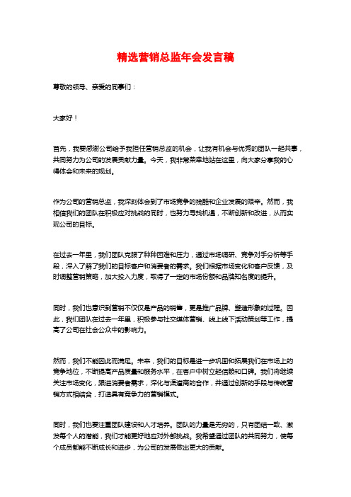 精选营销总监年会发言稿