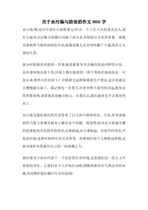 关于水污染与防治的作文800字