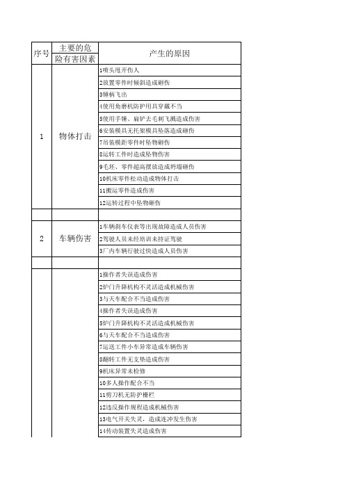 20种岗位危险因素分析