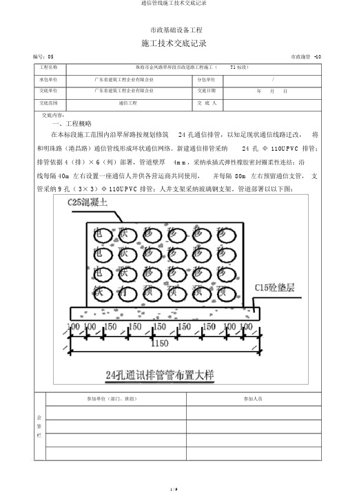 通讯管线施工技术交底记录