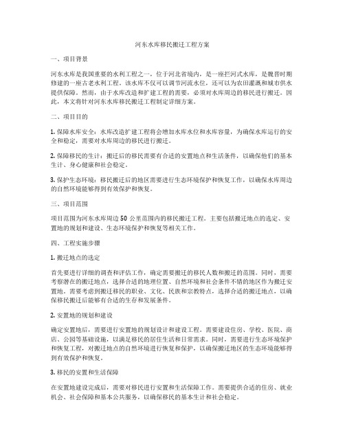 河东水库移民搬迁工程方案