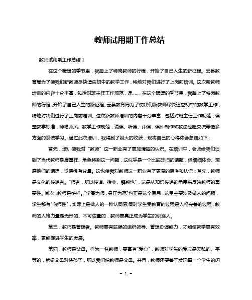 教师试用期工作总结