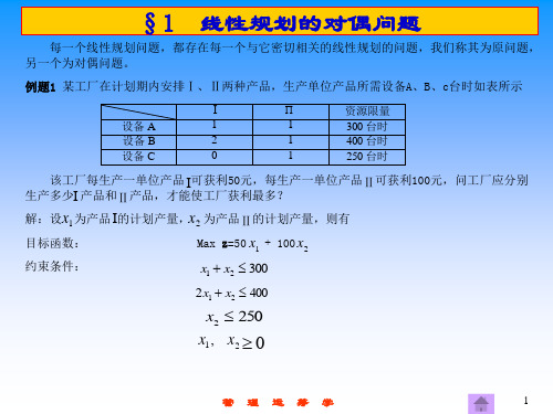 运筹学单纯形法的对偶问题