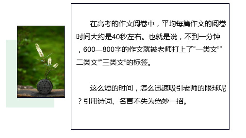 【高中语文】巧用诗词+名言为议论文增辉加分-2024年高考语文+作文一轮综合备考(全国通用)