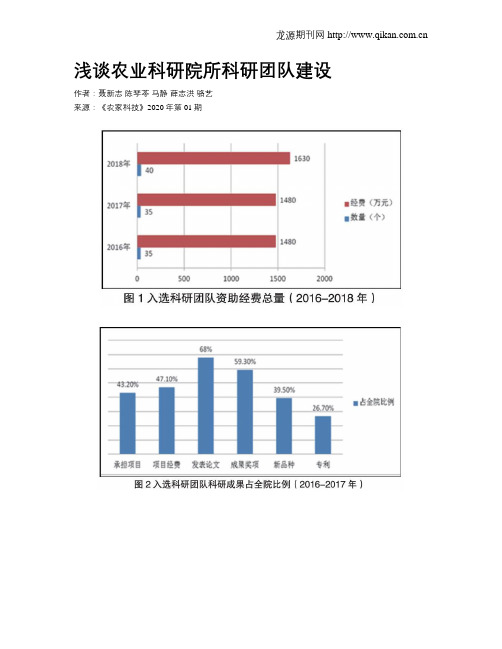 浅谈农业科研院所科研团队建设