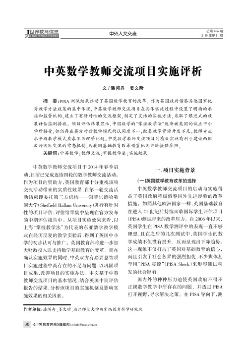 中英数学教师交流项目实施评析