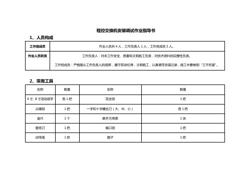 程控交换机作业指导书