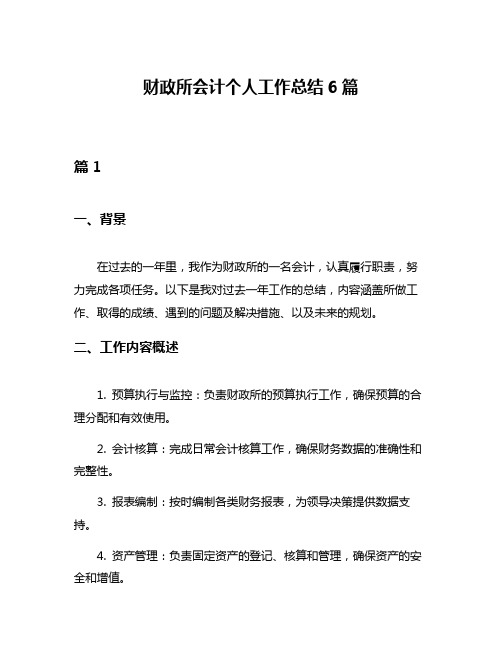 财政所会计个人工作总结6篇