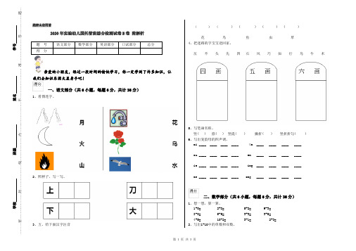 2020年实验幼儿园托管班综合检测试卷B卷 附解析